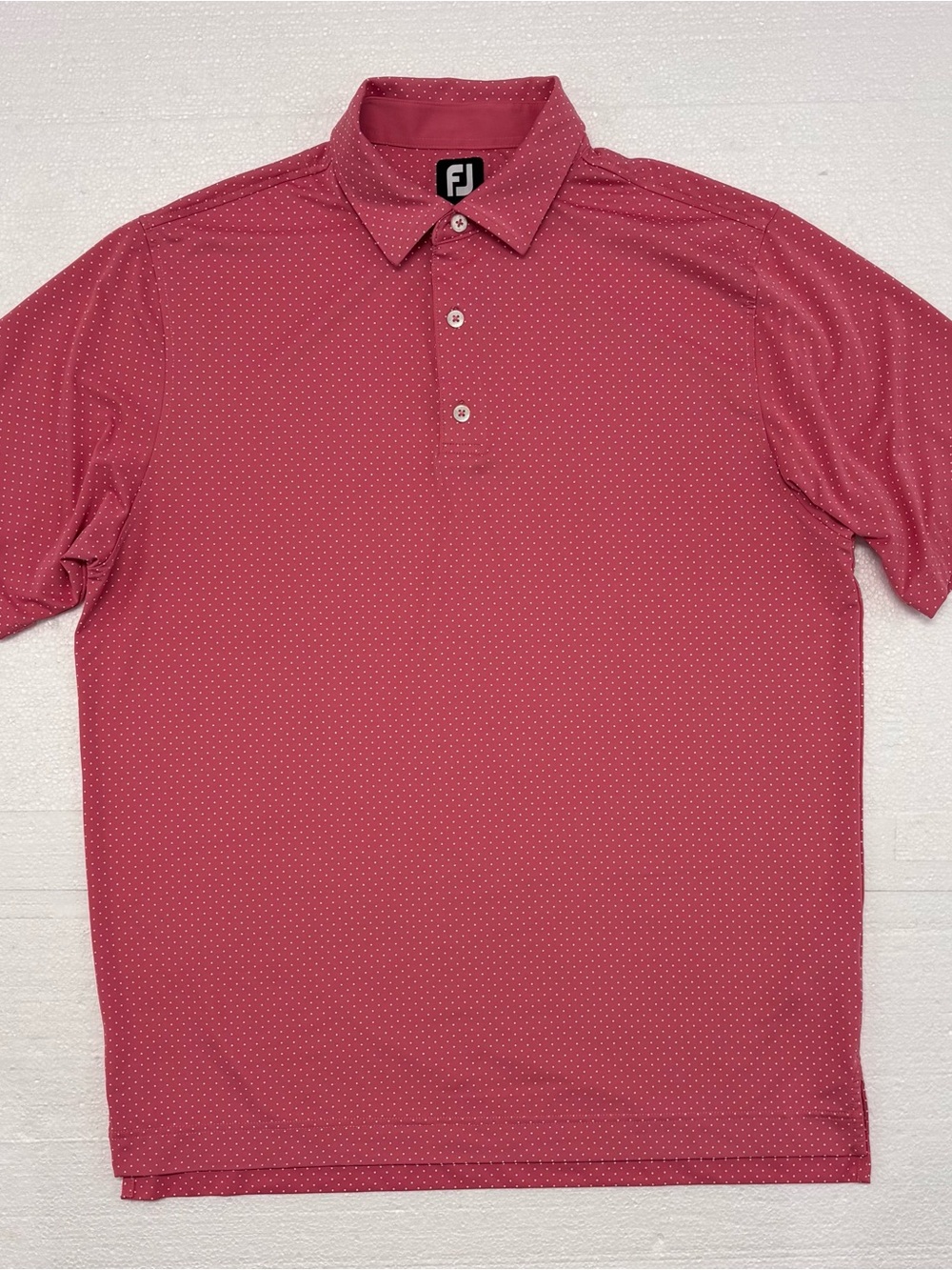 FJ FootJoy Polo Golf Polo Pink Polka Dot Mens Large Activewear Performance